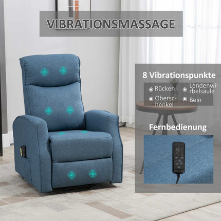Lounger with standing aid, massage and footrest