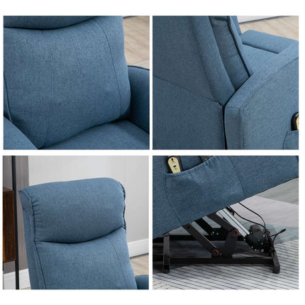 Lounger with standing aid, massage and footrest