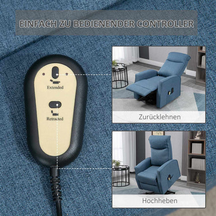Lounger with standing aid, massage and footrest