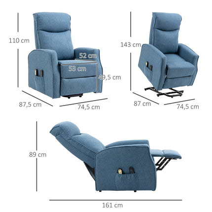 Lounger with standing aid, massage and footrest