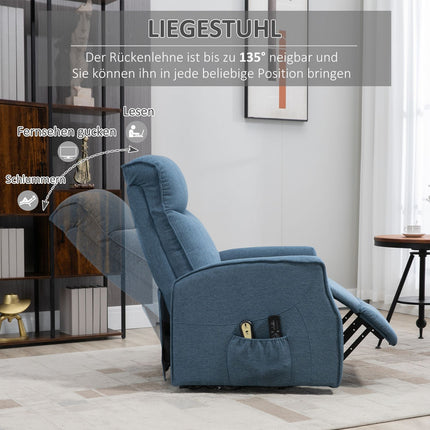 Lounger with standing aid, massage and footrest