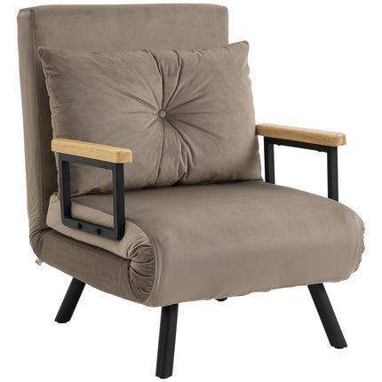 Convertible armchair bed, velvet look, adjustable backrest