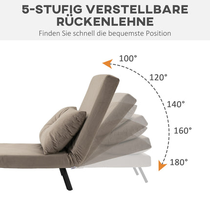 Convertible armchair bed, velvet look, adjustable backrest