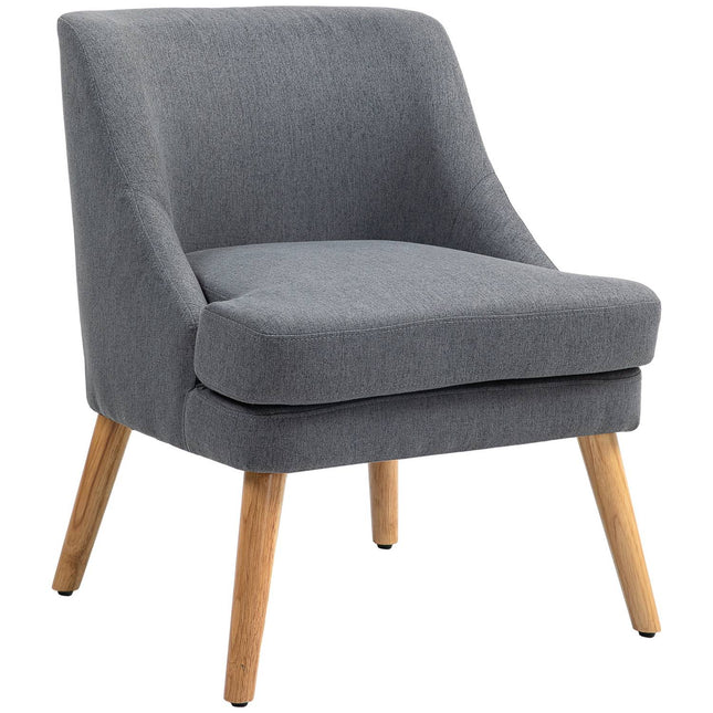 Armchair Lounge chair with padded linen look, dark grey