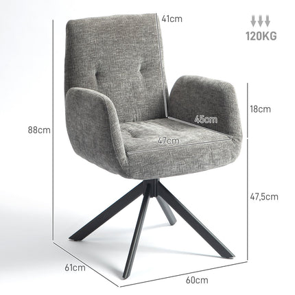 Dark gray swivel armchair - modern upholstery, steel legs