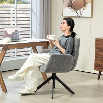 Dark gray swivel armchair - modern upholstery, steel legs