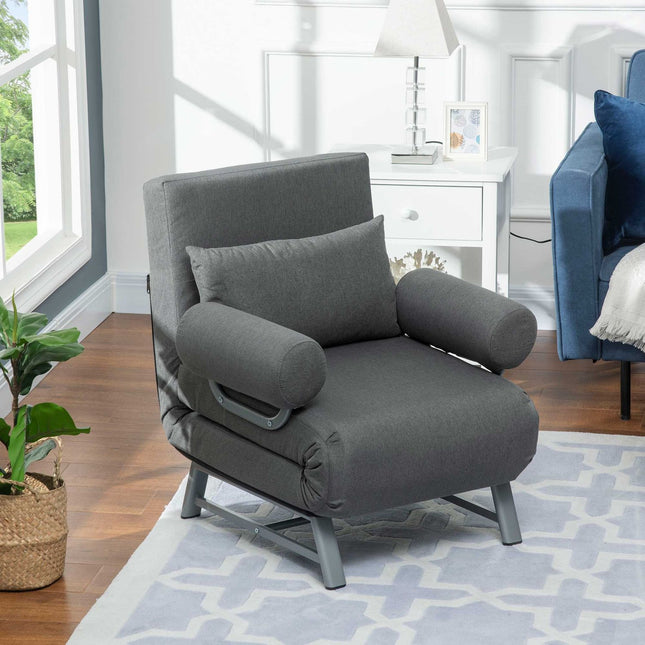 Fauteuil, gestoffeerde fauteuil, omvormbaar tot logeerbed, ergonomisch, donkergrijs