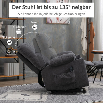 Electric armchair with massage, heating, dark grey