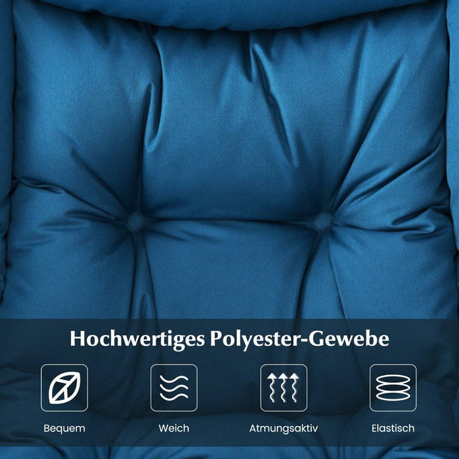 Fauteuil met kruk & armleuningen & zijvak & voetenbankje relaxfauteuil oorfauteuil blauw