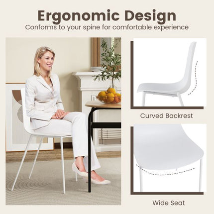 Armless Dining Chair Set of 4, Metal Legs, Anti-Slip Pads, Black/White