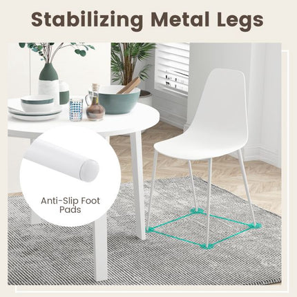 Armless Dining Chair Set of 4, Metal Legs, Anti-Slip Pads, Black/White