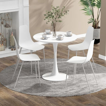 Armless Dining Chair Set of 4, Metal Legs, Anti-Slip Pads, Black/White