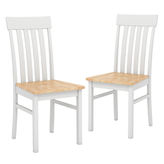 Set van 2 eetkamerstoelen zonder armleuningen, ergonomische rugleuning, hout