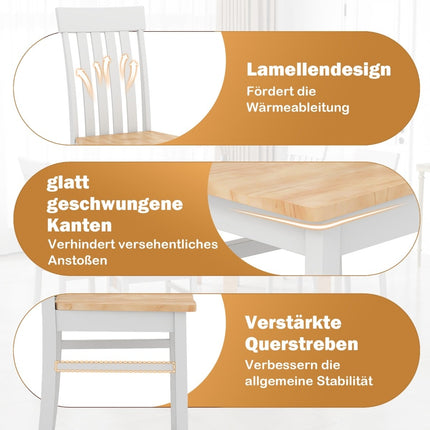 Armless Dining Chairs Set of 2, Ergonomic Back, Wood