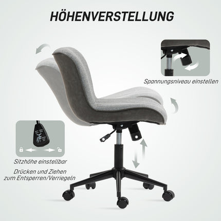 Armless Office Chair, Adjustable Height, Swivel, Grey