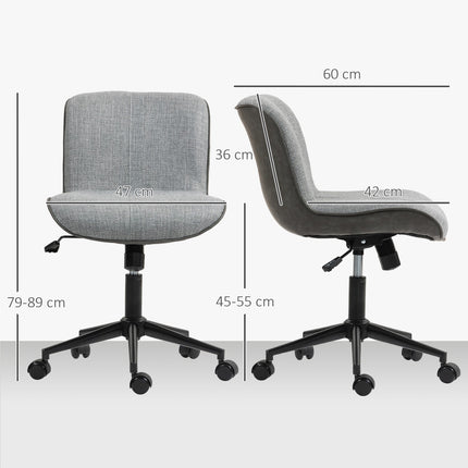Armless Office Chair, Adjustable Height, Swivel, Grey