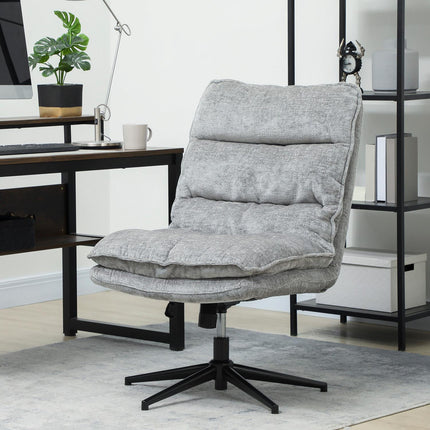 Armless Office Chair, Swivel, Adjustable Height, Grey Fabric