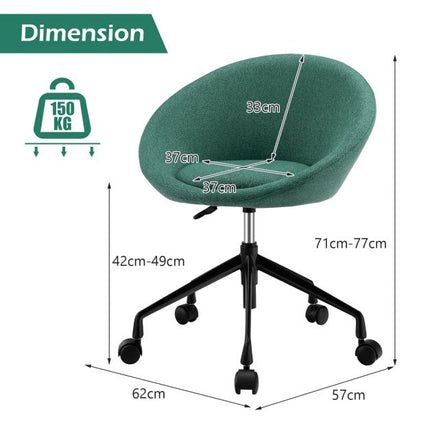 Armless Office Chair, Swivel, Adjustable Height, Linen