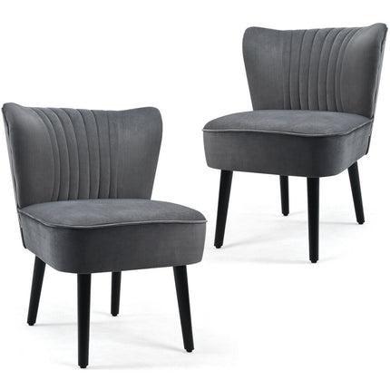Armless Upholstered Accent Chairs, Set of 2, Gray