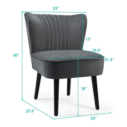 Armless Upholstered Accent Chairs, Set of 2, Gray