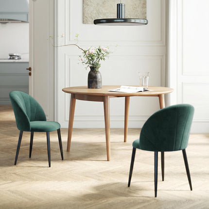 Armless Velvet Dining Chairs, Set of 2, Dark Green