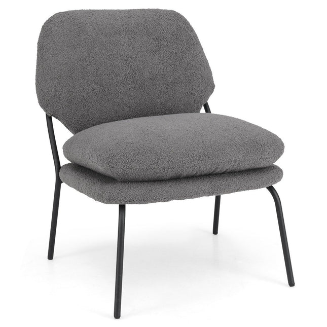 Armloze accentstoel met teddy fleece bekleding en hoge rugleuning als vrijetijdsstoel