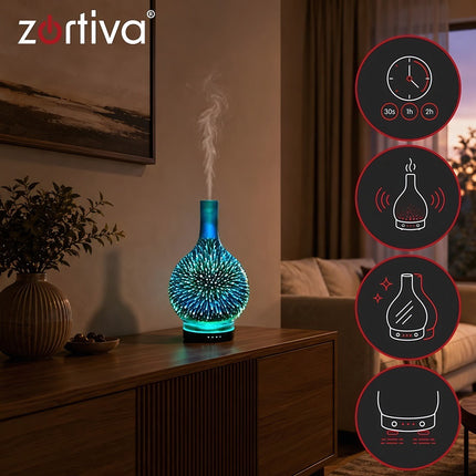 Aroma Diffuser Humidifier 200 ml with RGB LED Light, Up to 6 Hours, 7 Colours