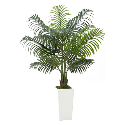 Artificial Areca Palm Tree 5 Ft with White Planter