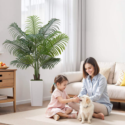 Artificial Areca Palm Tree 5 Ft with White Planter