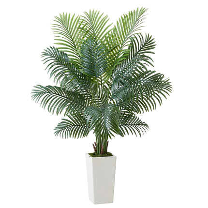 Artificial Areca Palm Tree 6 Ft With White Planter
