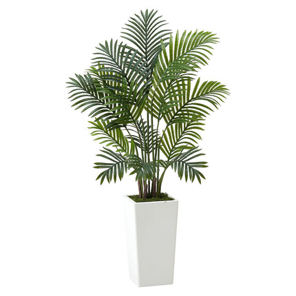 Artificial Areca Palm Trees, 4ft, 2-Pack White Planters