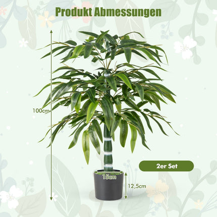 Artificial Bamboo Plant Set, 100 cm, with Pot, 2-Pack