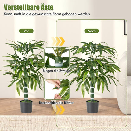 Artificial Bamboo Plant Set, 100 cm, with Pot, 2-Pack