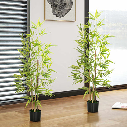 Artificial Bamboo Plant Set, 3 Stems, 120 cm, Green
