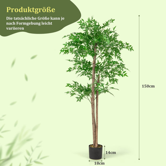 Artificial Bamboo Plant with Pot, 150 cm, 1020 Leaves