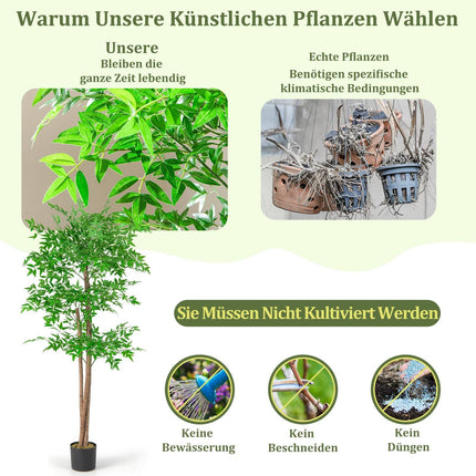 Artificial Bamboo Plant with Pot, 150 cm, 1020 Leaves