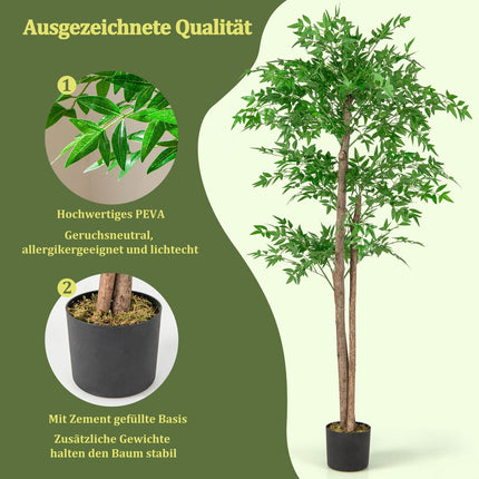 Artificial Bamboo Plant with Pot, 150 cm, 1020 Leaves