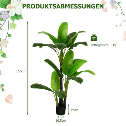 Artificial Banana Tree, 150 cm, 18 Leaves, PEVA Material