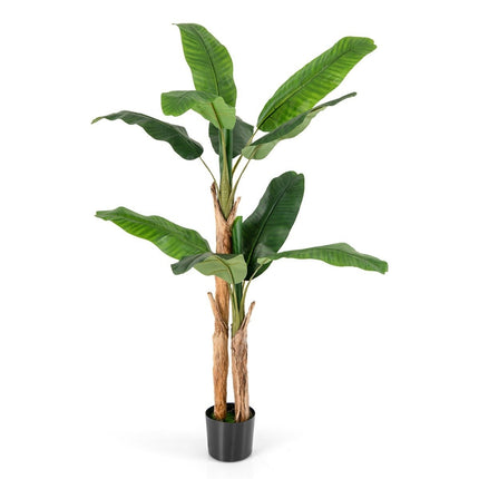 Artificial Banana Tree Banana Plant with 10 Leaves & Natural Trunk Green 165 cm