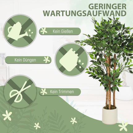 Artificial Banyan Tree 120 cm, Solid Wood Trunk