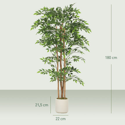 Artificial Banyan Tree with Wood Trunk, Pot, 180 cm