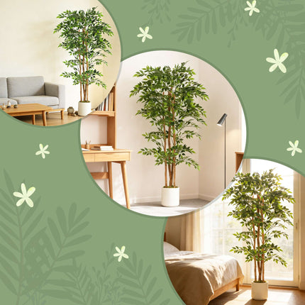Artificial Banyan Tree with Wood Trunk, Pot, 180 cm