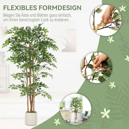 Artificial Banyan Tree with Wood Trunk, Pot, 180 cm