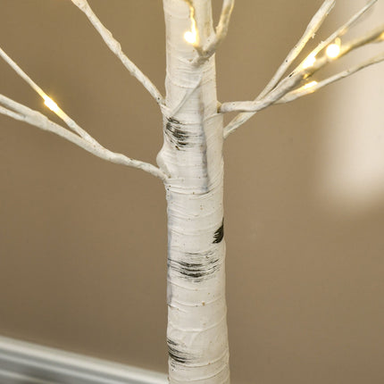 Artificial Birch Tree with LED Lights, White Bark, 180cm