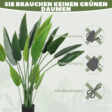 Artificial Bird of Paradise Plant, 110 cm, Cement Pot