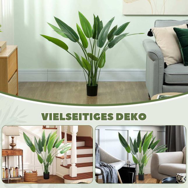 Artificial Bird of Paradise Plant, 110 cm, Cement Pot