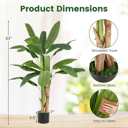 Artificial Bird of Paradise Plant Tree, 63 Inch, 18 Leaves