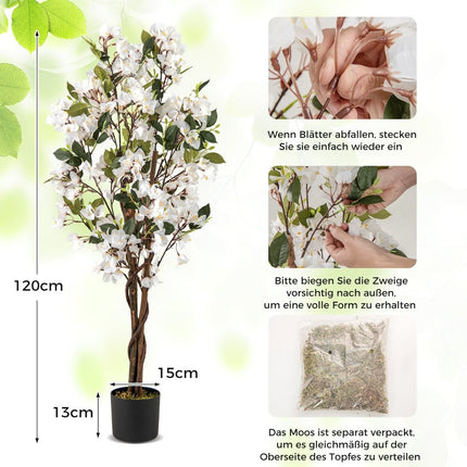 Artificial Bougainvillea Tree, 120 cm, White Flowers