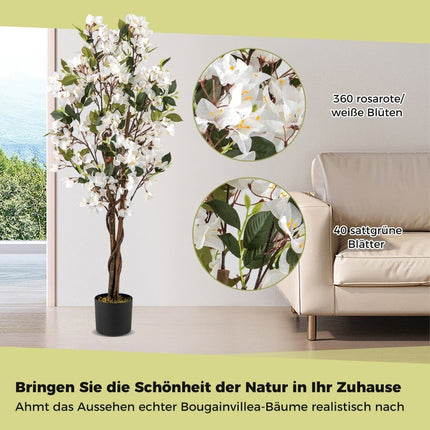 Artificial Bougainvillea Tree, 120 cm, White Flowers
