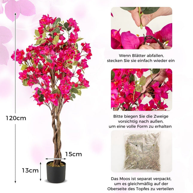 Artificial Bougainvillea Tree with Pot, 120 cm, Pink